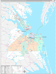 Virginia-Beach-Norfolk-Newport-News Premium<br>Wall Map